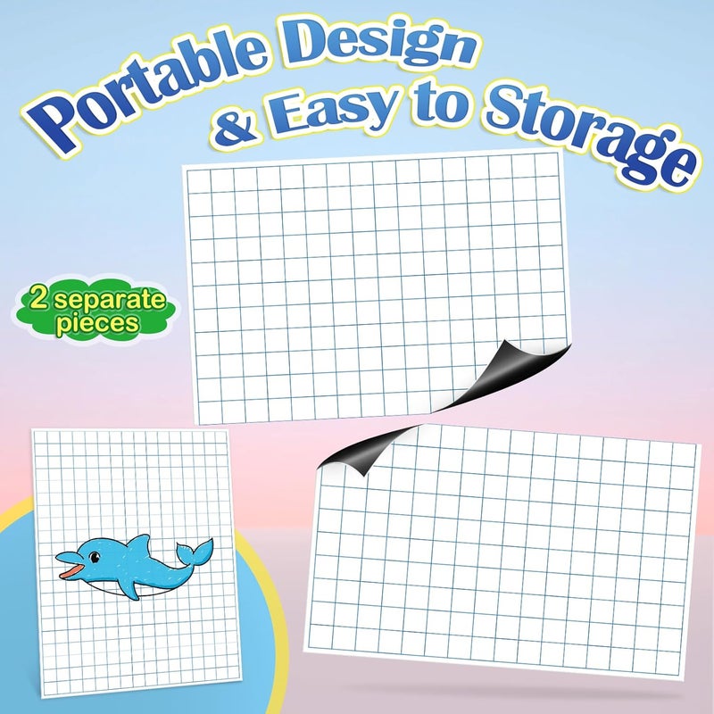 Aizweb Giant Magnetic Graph Paper,Dry Erase Grid Graphing for Classroom Whiteboard Accessories,Chart Paper Teacher Must Have Homeschool Teaching Supplies,Teacher Essential,21.5" x 16.5" - Image 4